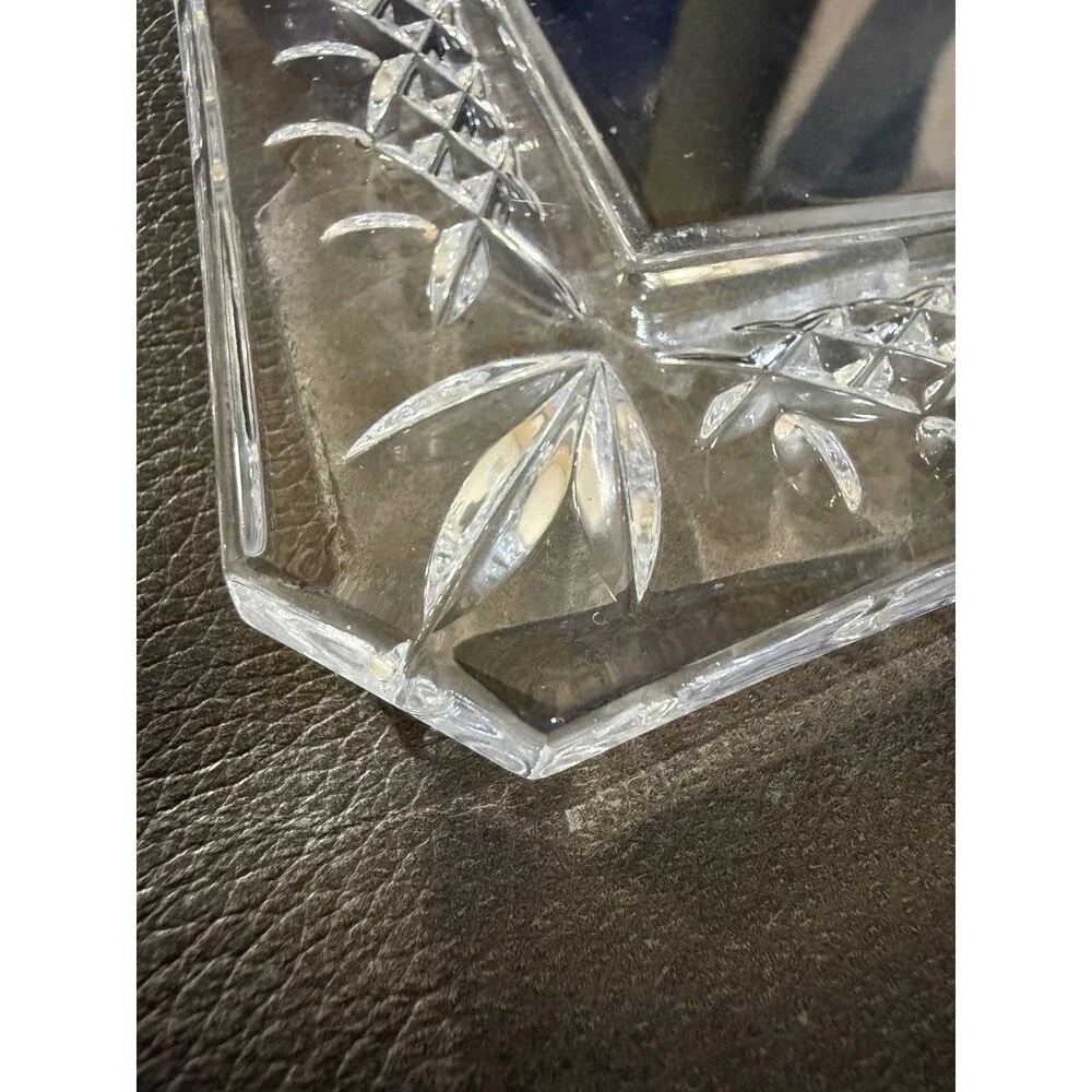 Waterford Lismore Picture Frame Clear Crystal Fits 4x6 Photo Black Velvety Back